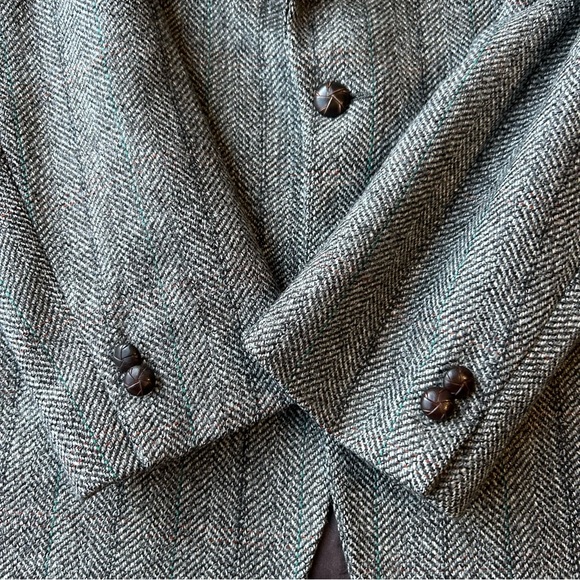 Vintage Hyde Park Union Made Pure Wool Striped Herringbone Tweed Blazer - Picture 5 of 15